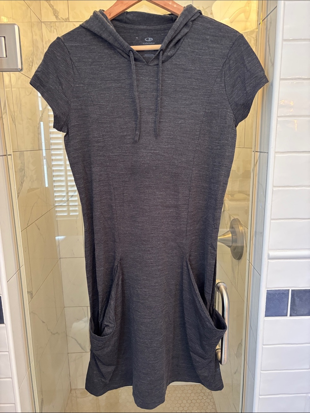 Icebreaker Charcoal Hooded Short Sleeve Dress